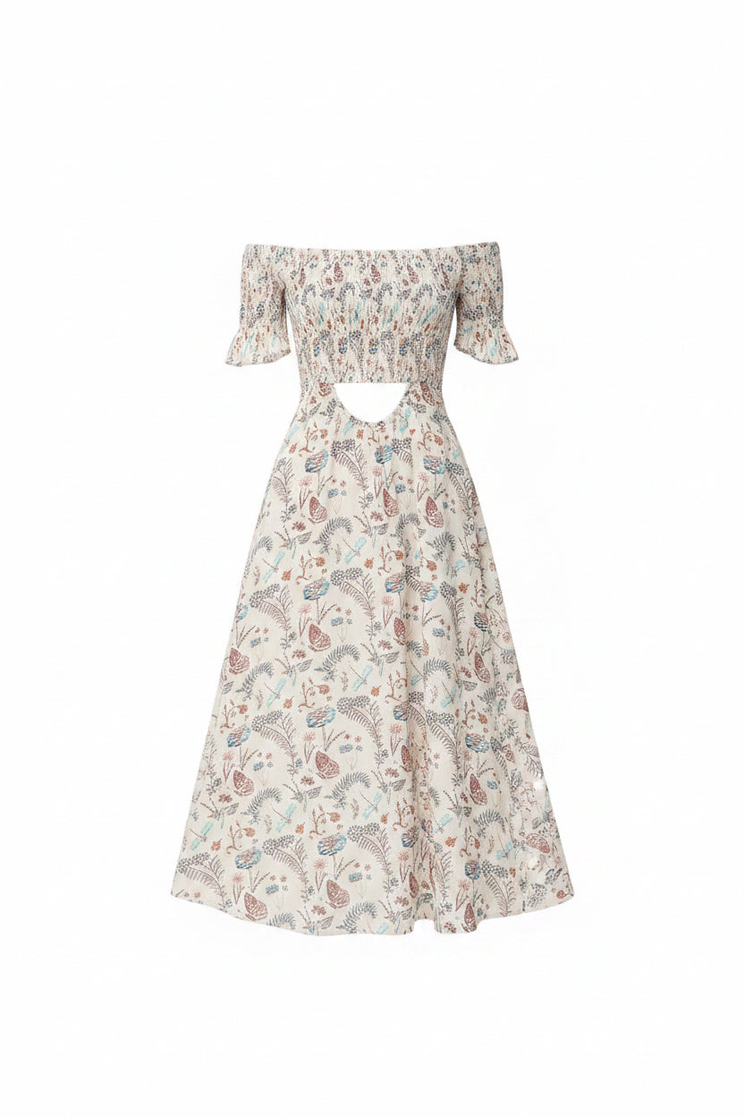 Vestido Floral Sin Tirantes Off Shoulder